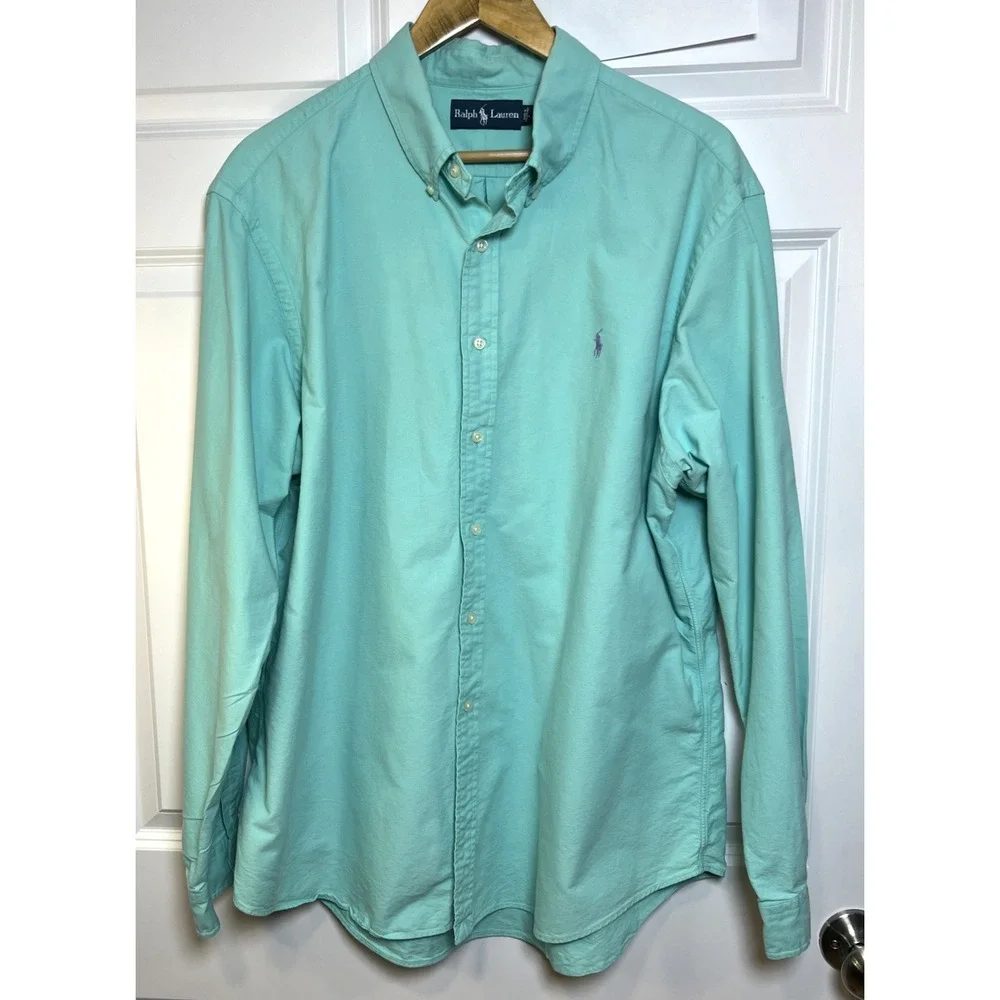 Polo Ralph Lauren Mens XXL Oxford Shirt Mint Seafoam Green Cotton Button Down LS